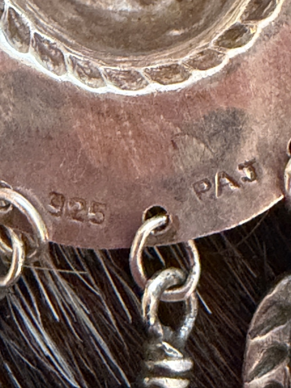 ❤️ Signed “PAJ” Vintage Sterling Silver 9.2G Cowboy Hat w Feather Dangles 3.12”L - Picture 8 of 17